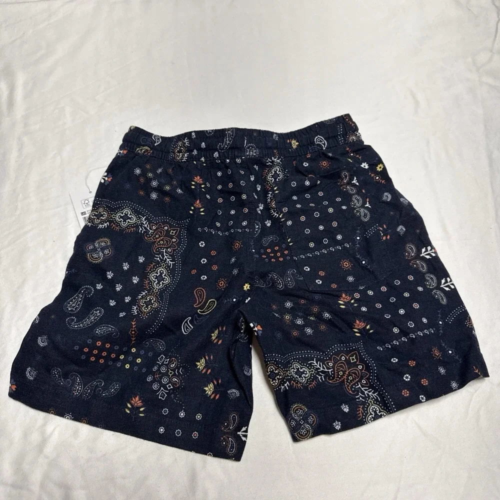Colorful Planet Boys Linen Shorts Blue W/Fun Pattern 6/7